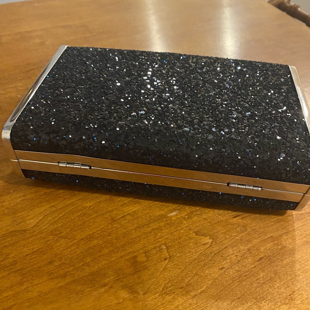 Henri Bendel Black with silver Glitter Crossbody Bag